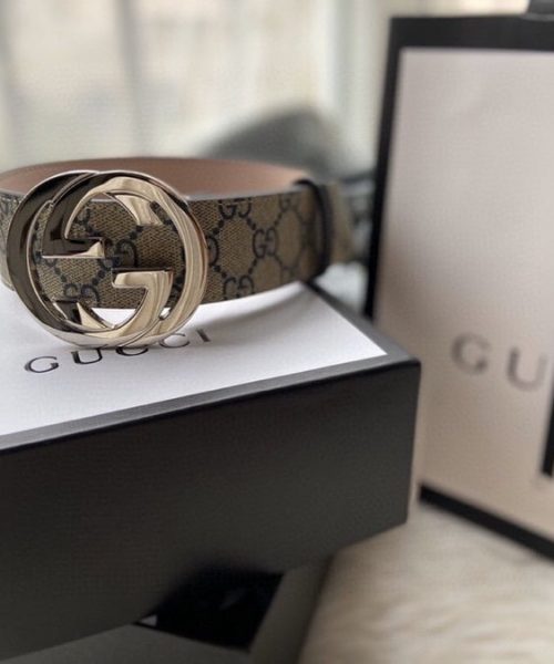 1:1 Replica Gucci GG Supreme Belt With G Buckle Beige, Women Belt ‎‎411924 KGDHN 4075