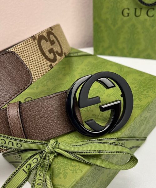1:1 Replica Gucci GG Supreme Belt With G Buckle Beige/Ebony And Brown GG Supreme Canvas For Women, Women Belt