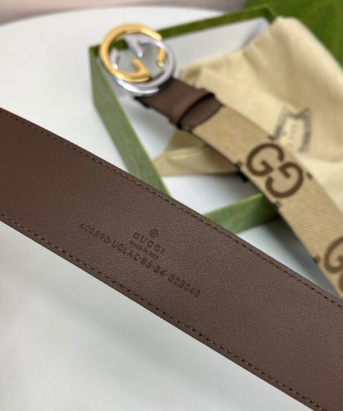 1:1 Replica Gucci GG Supreme Belt With G Buckle Beige/Ebony And Brown GG Supreme Canvas For Women, Women Belt