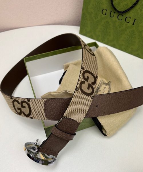 1:1 Replica Gucci GG Supreme Belt With G Buckle Beige/Ebony And Brown GG Supreme Canvas For Women, Women Belt