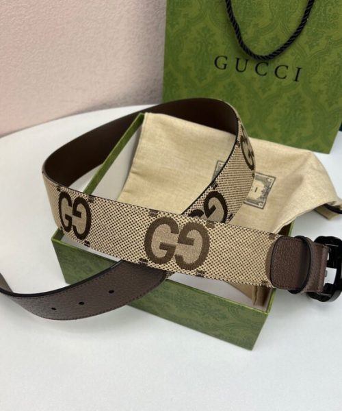 1:1 Replica Gucci GG Supreme Belt With G Buckle Beige/Ebony And Brown GG Supreme Canvas For Women, Women Belt