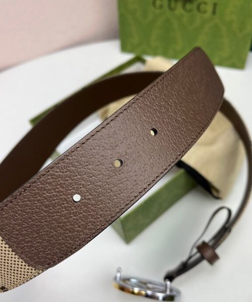 1:1 Replica Gucci GG Supreme Belt With G Buckle Beige/Ebony And Brown GG Supreme Canvas For Women, Women Belt