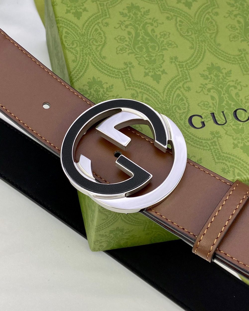 1:1 Replica Gucci GG Supreme Belt With G Buckle Beige/Ebony And Brown GG Supreme Canvas For Women, Women Belt