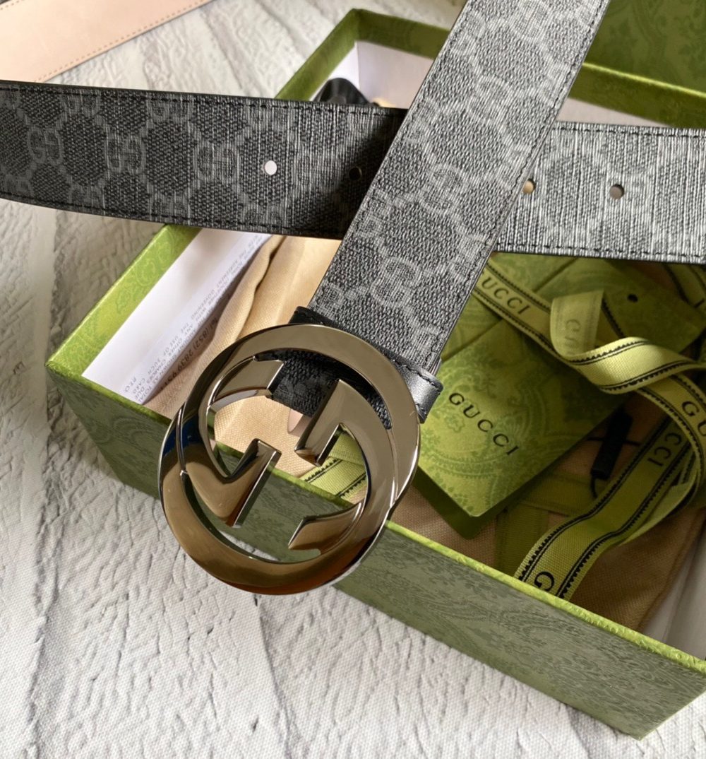 1:1 Replica Gucci GG Supreme Belt With G Buckle Black/Grey, Women Belt 411924