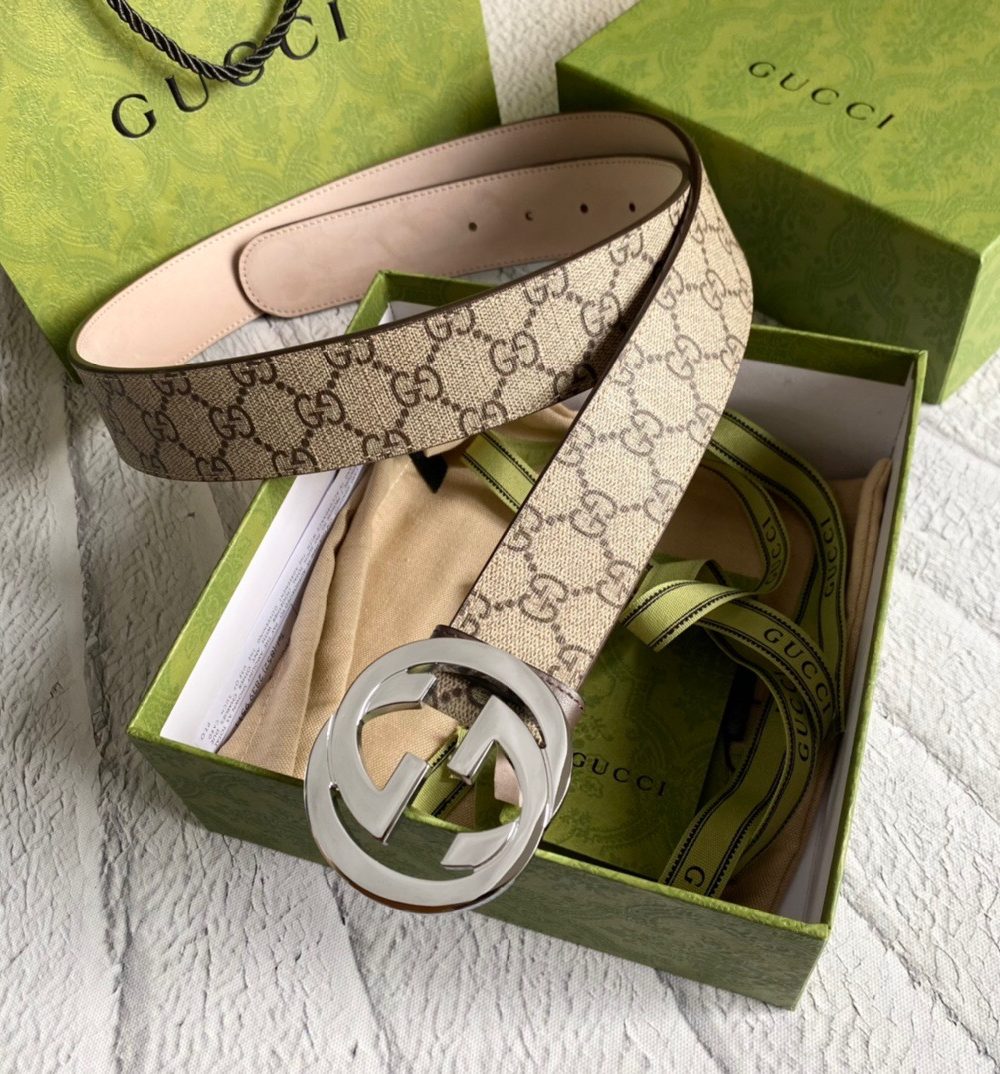 1:1 Replica Gucci GG Supreme Belt With G Buckle Brown, Women Belt ‎411924 KGDHN 9643