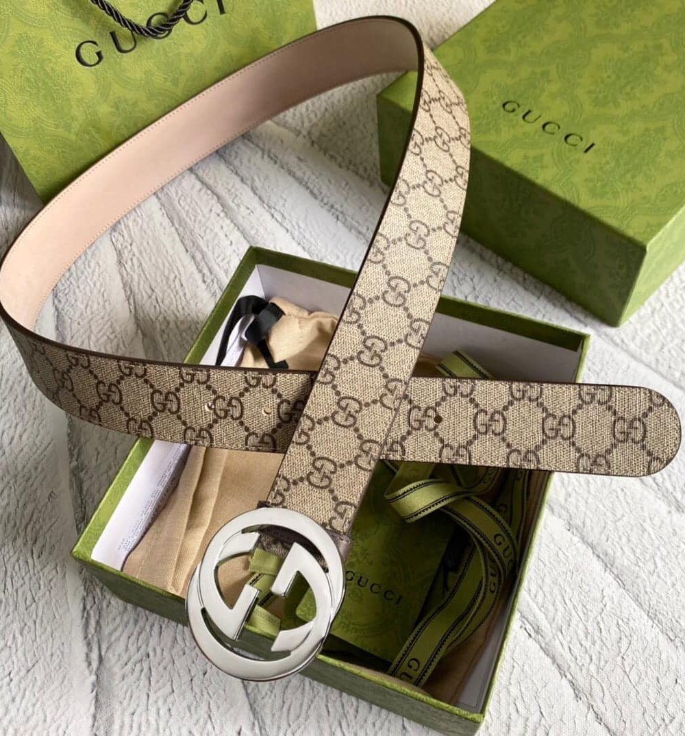 1:1 Replica Gucci GG Supreme Belt With G Buckle Brown, Women Belt ‎411924 KGDHN 9643