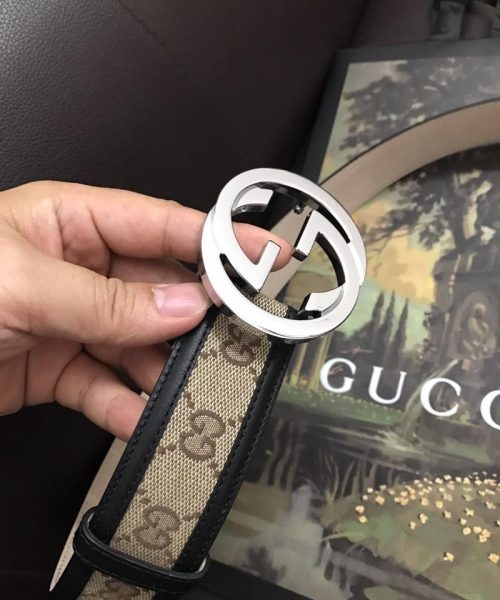 1:1 Replica Gucci GG Supreme Belt With Interlocking G Buckle Beige/Ebony GG Supreme Canvas For Women, Women Belt