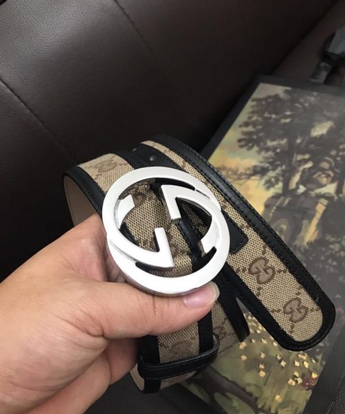 1:1 Replica Gucci GG Supreme Belt With Interlocking G Buckle Beige/Ebony GG Supreme Canvas For Women, Women Belt