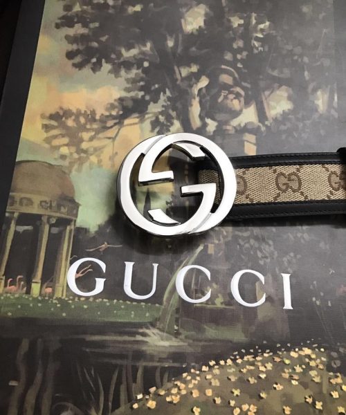 1:1 Replica Gucci GG Supreme Belt With Interlocking G Buckle Beige/Ebony GG Supreme Canvas For Women, Women Belt