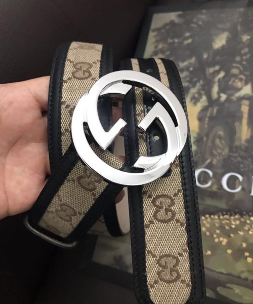 1:1 Replica Gucci GG Supreme Belt With Interlocking G Buckle Beige/Ebony GG Supreme Canvas For Women, Women Belt