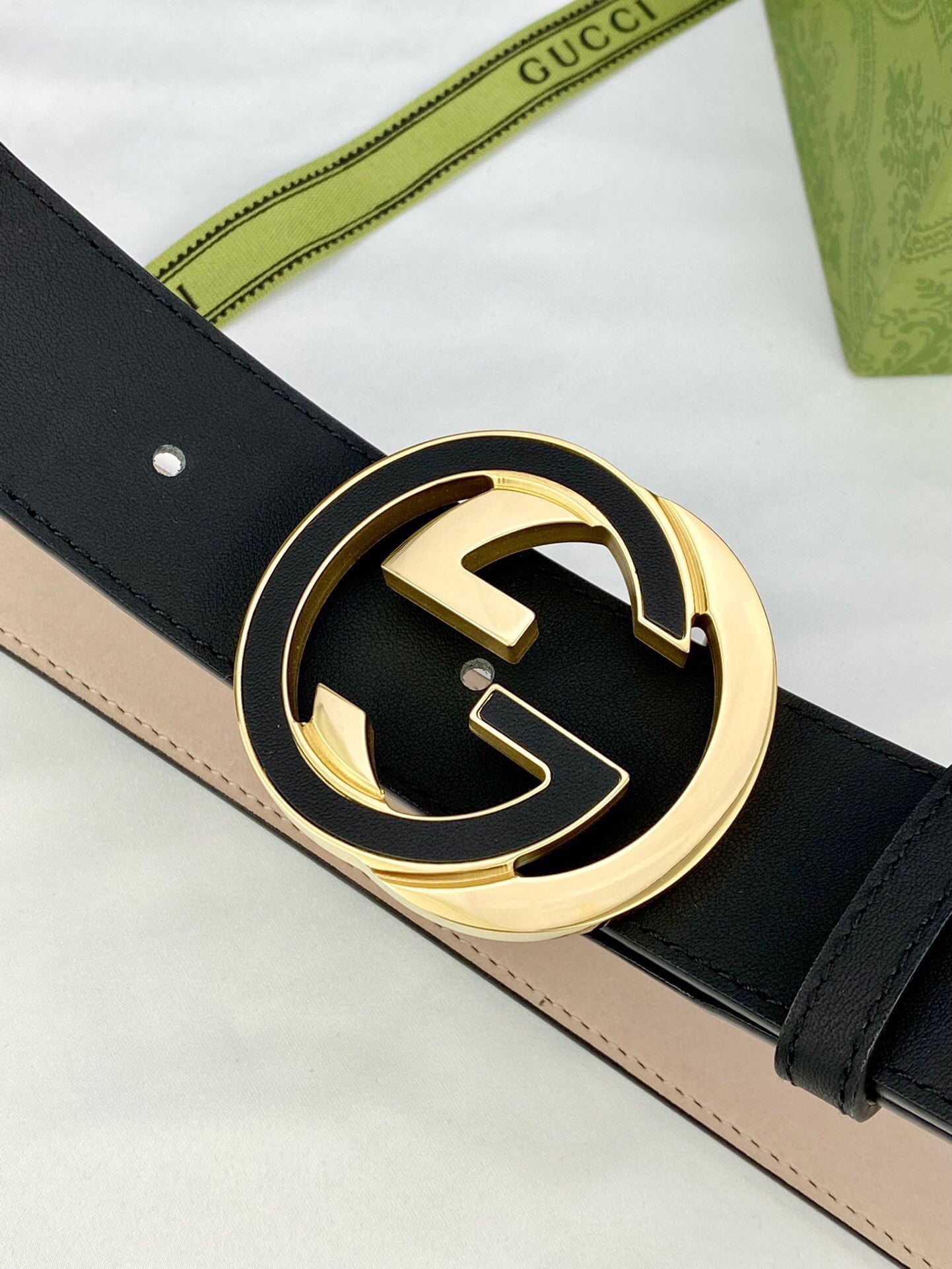 1:1 Replica Gucci GG Supreme Belt With Interlocking G Buckle Black/Grey GG Supreme Canvas With Black For Women, Women Belt - Image 3