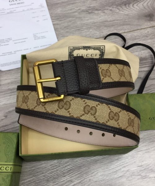 1:1 Replica Gucci GG Supreme Belt With Square Buckle Beige/Ebony GG Supreme For Women, Women Belt