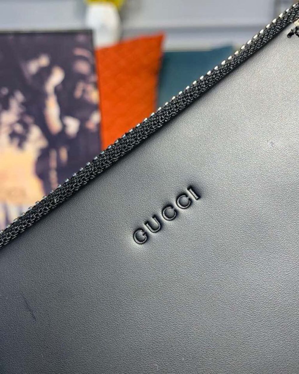 1:1 Replica Gucci GG Supreme Pouch Beige/Ebony GG Supreme Canvas For Men 12in/30cm GG 495017 KGDHN 9769
