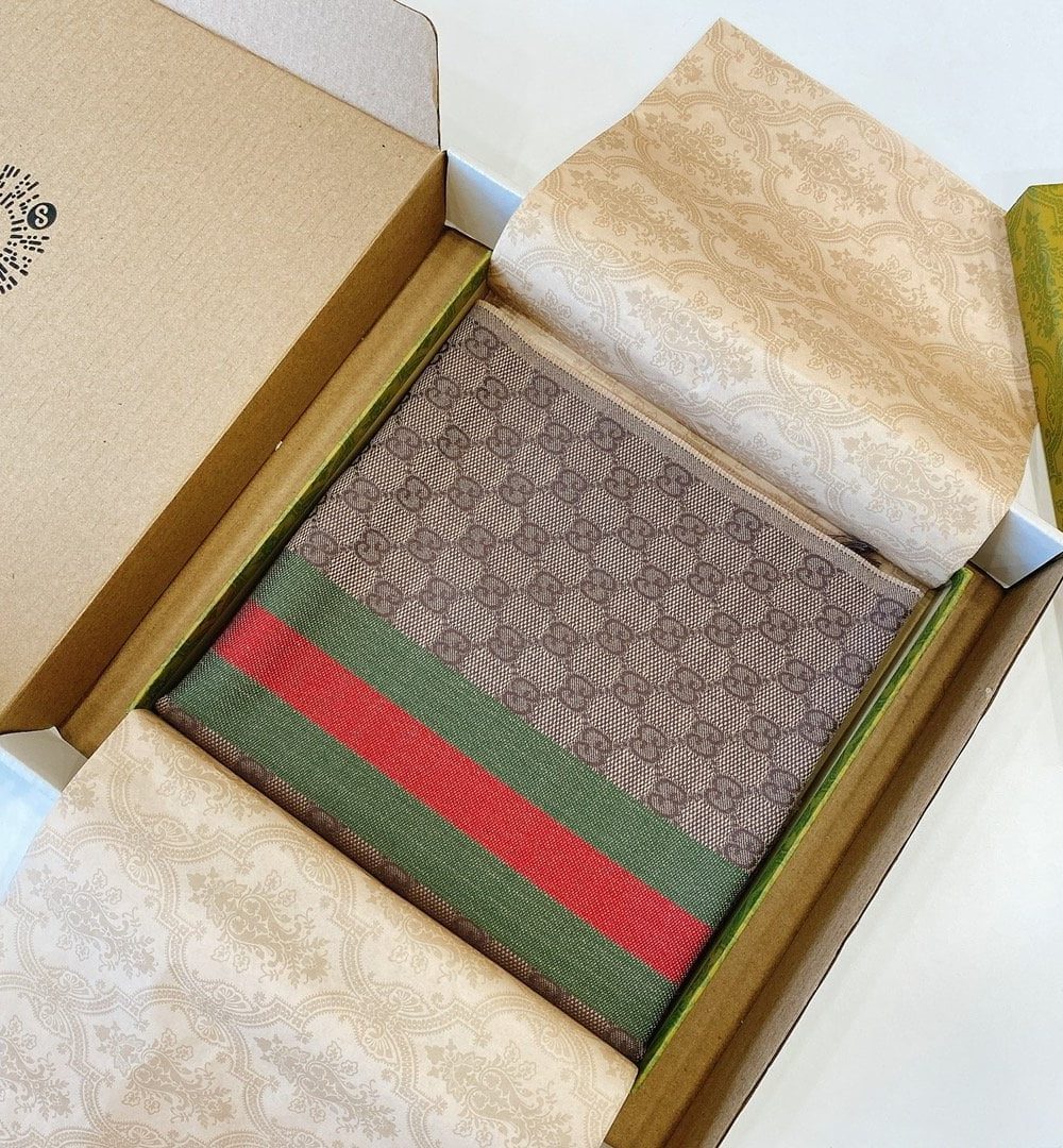 Gucci GG Wool Stole With Web Scarf Brown 180cm/71in 