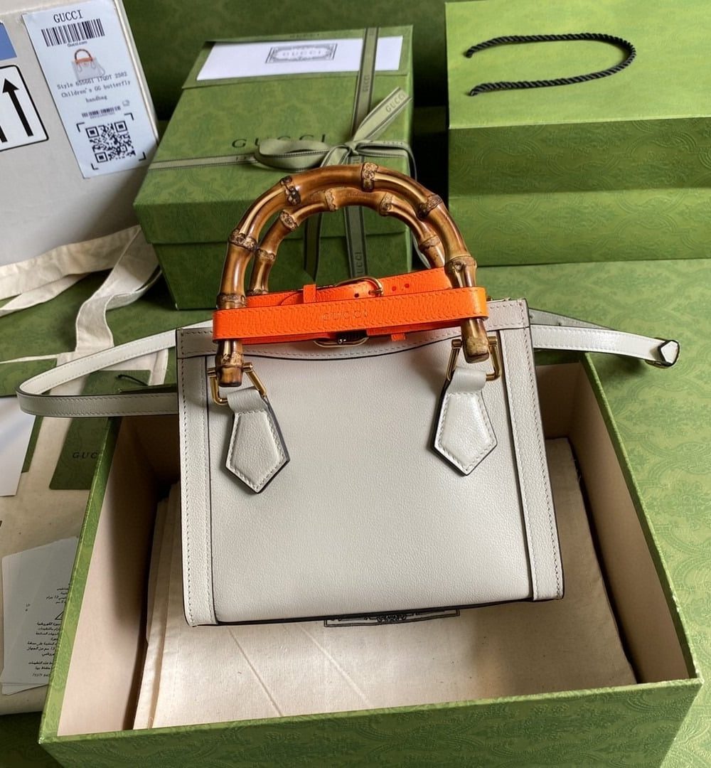 1:1 Replica Gucci Gucci Diana Mini Tote Bag White For Women 8in/20cm GG 702732 U3ZDT 9196