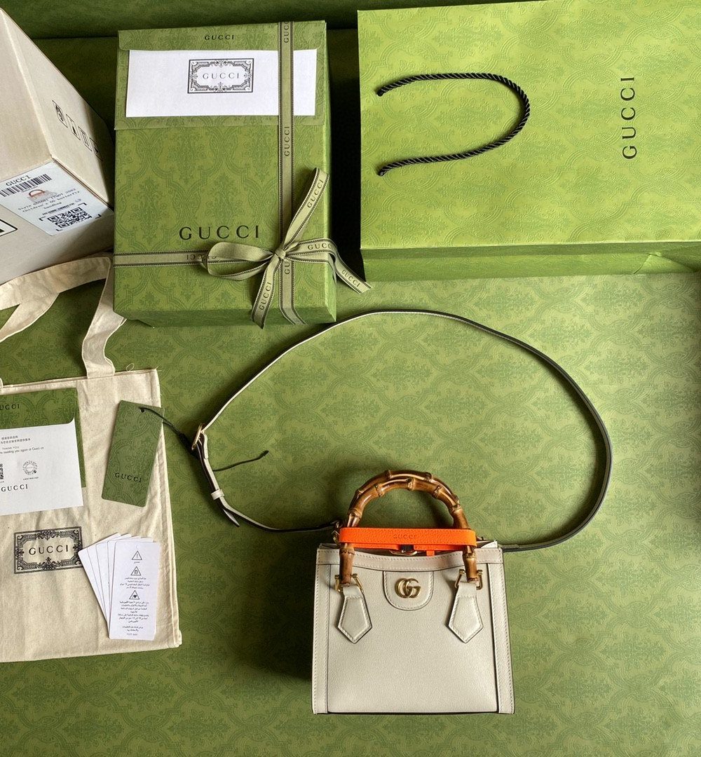 1:1 Replica Gucci Gucci Diana Mini Tote Bag White For Women 8in/20cm GG 702732 U3ZDT 9196