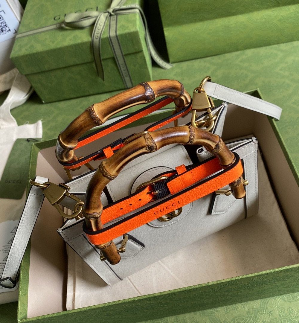 1:1 Replica Gucci Gucci Diana Mini Tote Bag White For Women 8in/20cm GG 702732 U3ZDT 9196