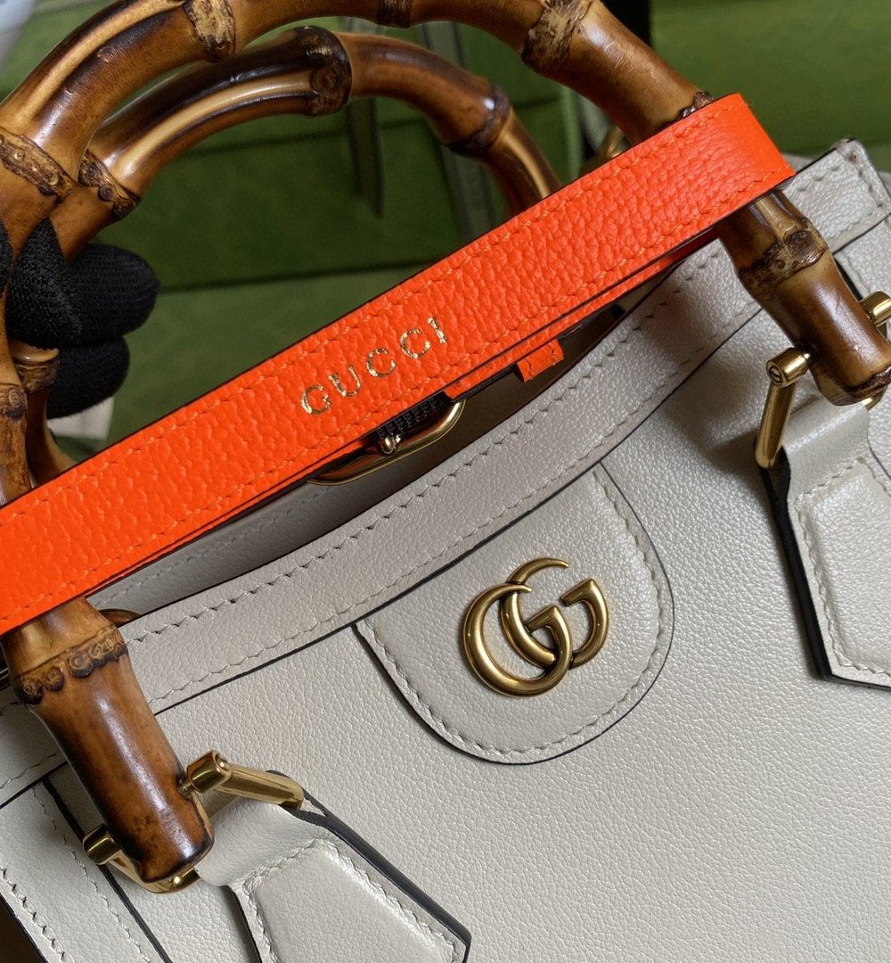 1:1 Replica Gucci Gucci Diana Mini Tote Bag White For Women 8in/20cm GG 702732 U3ZDT 9196