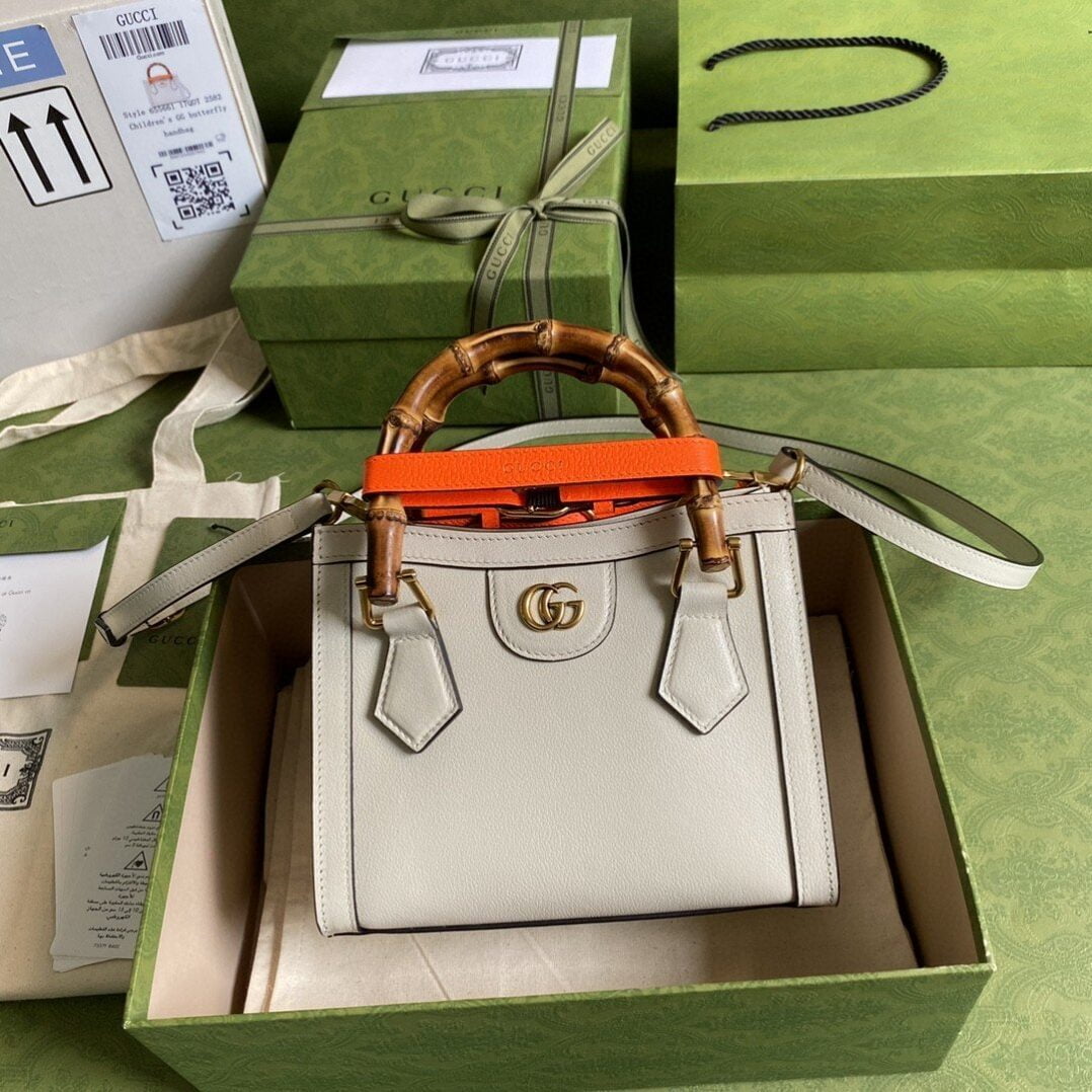 1:1 Replica Gucci Gucci Diana Mini Tote Bag White For Women 8in/20cm GG 702732 U3ZDT 9196