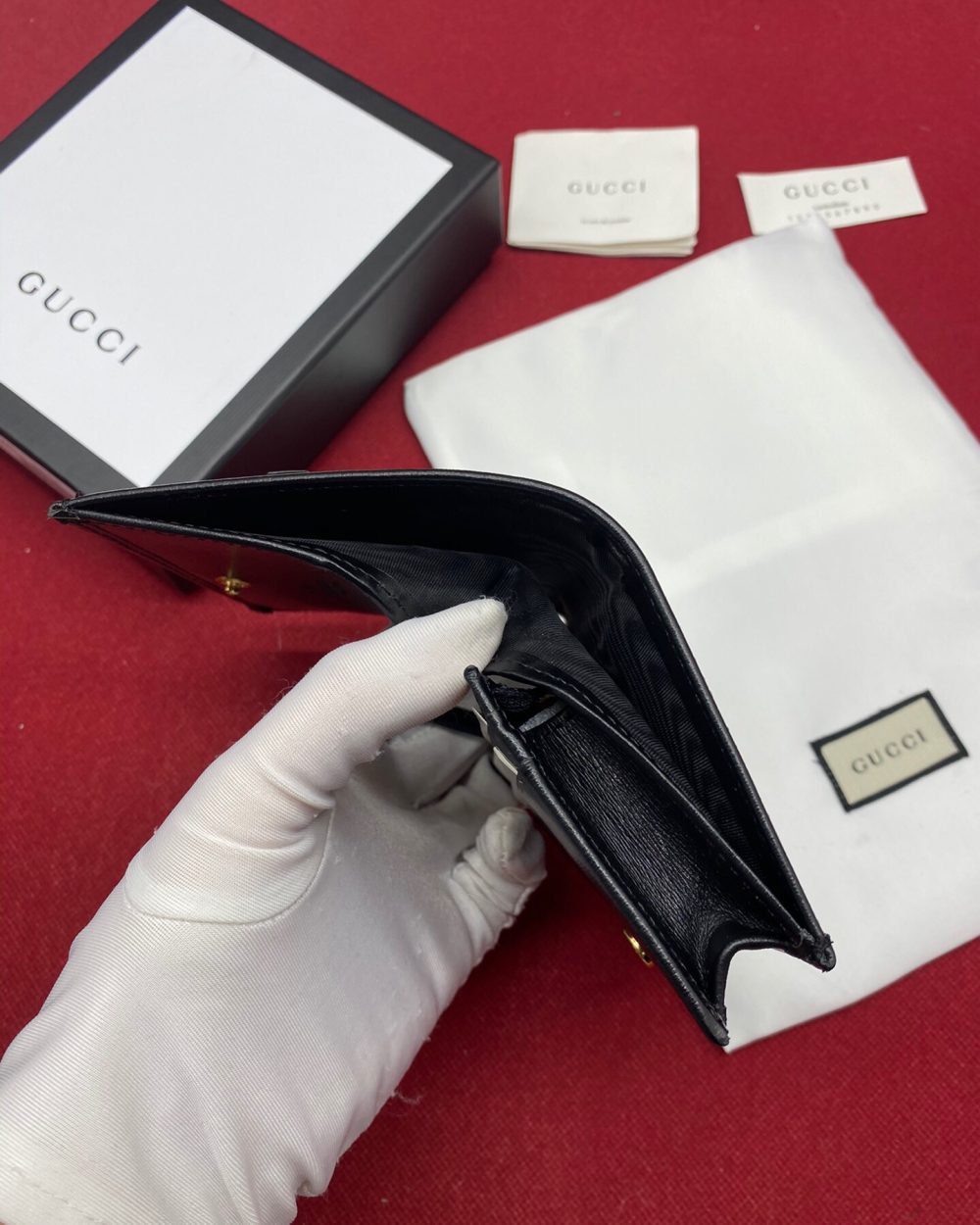 1:1 Replica Gucci Horsebit 1955 Card Case Wallet Black Women’s Wallet 11cm/4.3in GG ‎621887 0YK0G 1000