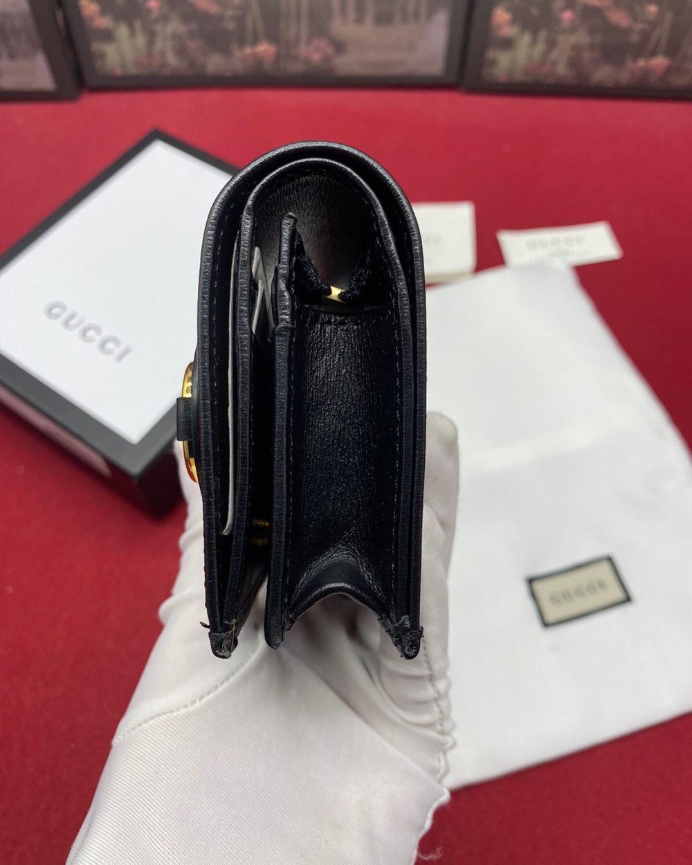 1:1 Replica Gucci Horsebit 1955 Card Case Wallet Black Women’s Wallet 11cm/4.3in GG ‎621887 0YK0G 1000
