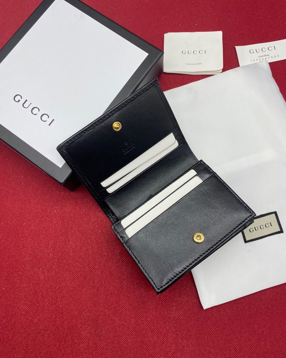 1:1 Replica Gucci Horsebit 1955 Card Case Wallet Black Women’s Wallet 11cm/4.3in GG ‎621887 0YK0G 1000