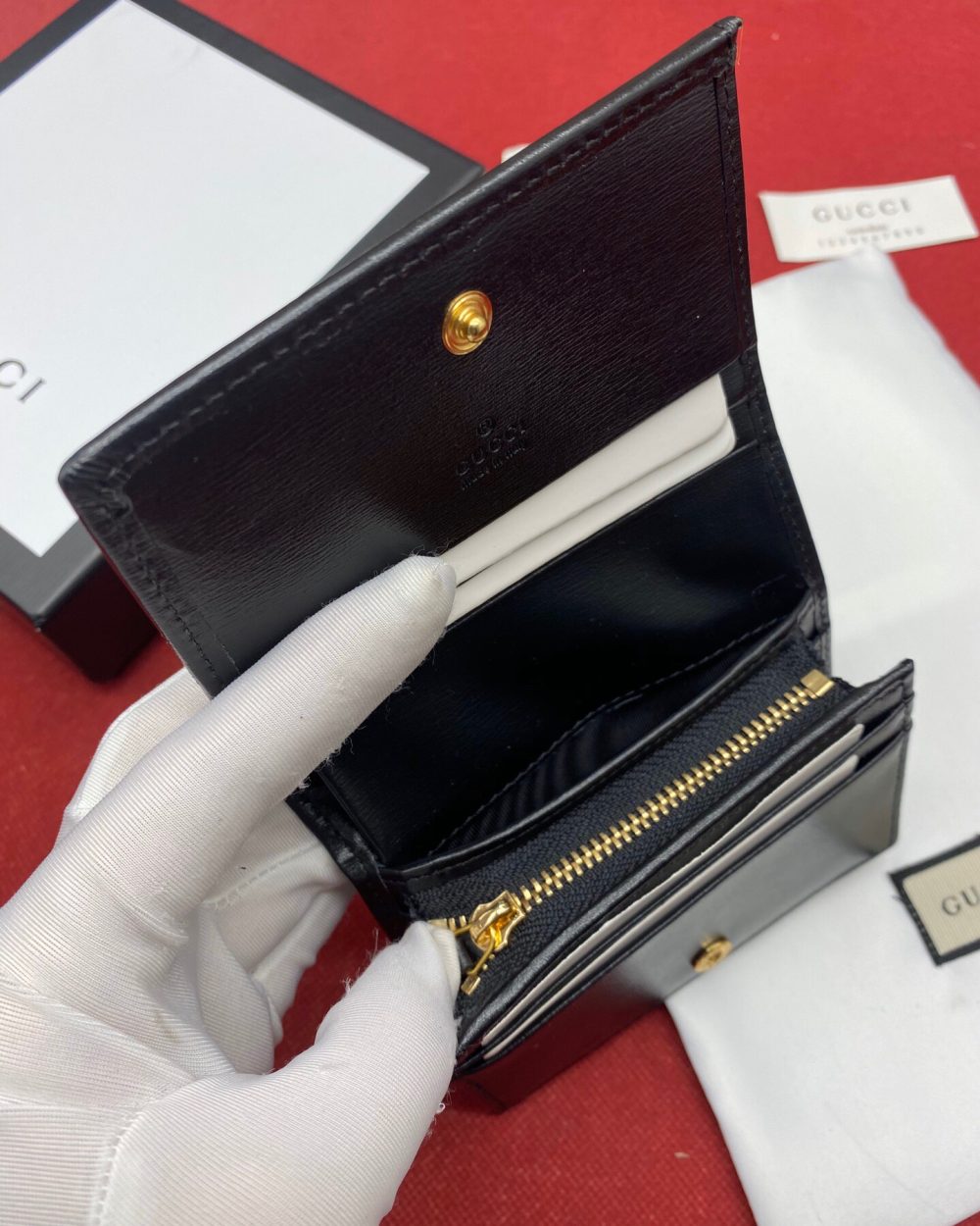 1:1 Replica Gucci Horsebit 1955 Card Case Wallet Black Women’s Wallet 11cm/4.3in GG ‎621887 0YK0G 1000