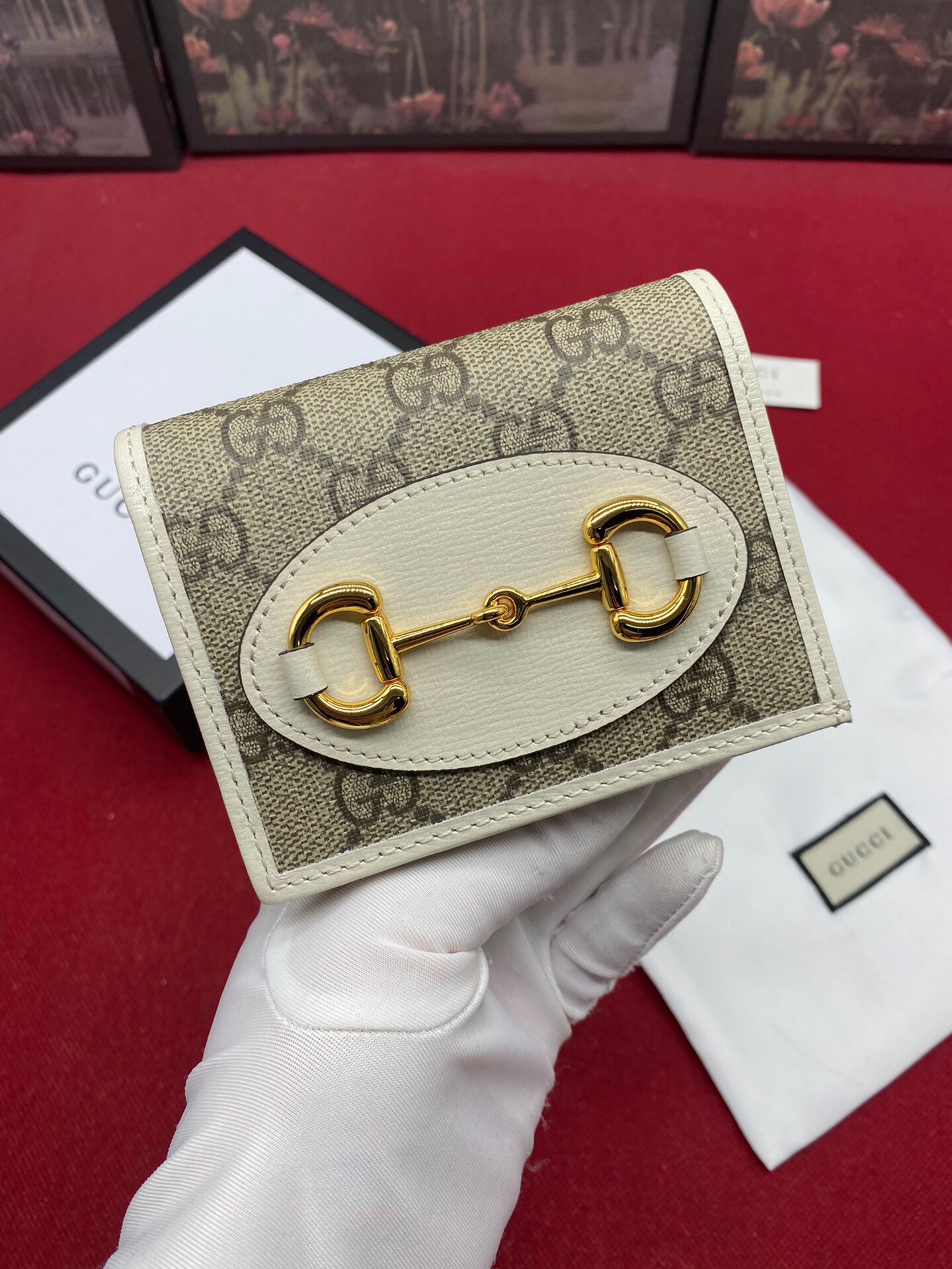 1:1 Replica Gucci Horsebit 1955 Card Case Wallet Light Grey Women's Wallet 11cm/4.3in GG 621887 92TCG 9761 - Image 8