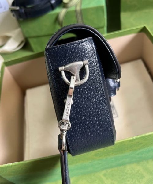 1:1 Replica Gucci Horsebit 1955 GG Mini Bag Beige And Blue Supreme Canvas For Women 8in/20cm 658574 96IWN 4076