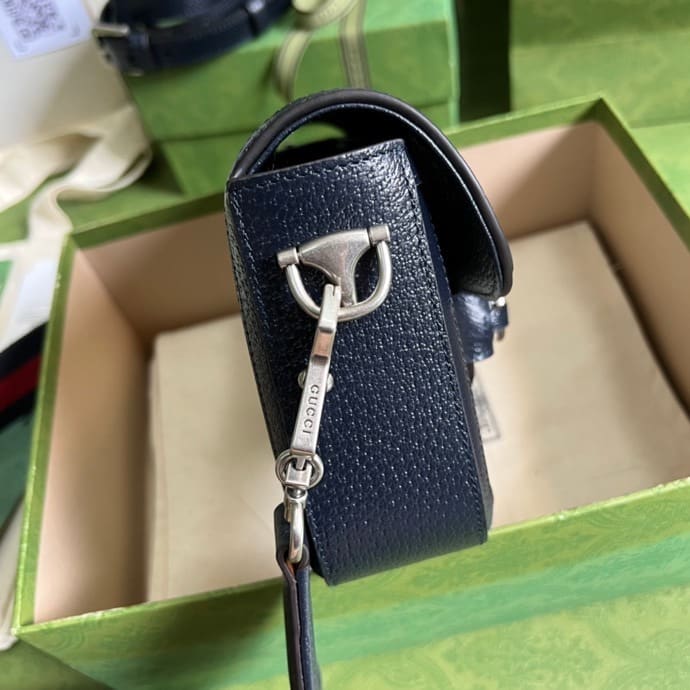 1:1 Replica Gucci Horsebit 1955 GG Mini Bag Beige And Blue Supreme Canvas For Women 8in/20cm 658574 96IWN 4076 - Image 5