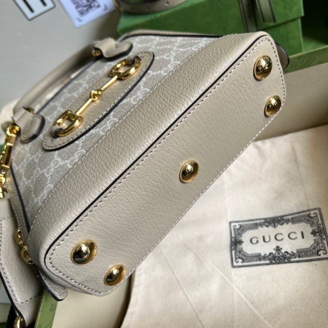 1:1 Replica Gucci Horsebit 1955 GG Mini Bag Beige For Women, Women's Bags 7.9in/20cm GG 677212 UULAG 9682 - Image 5