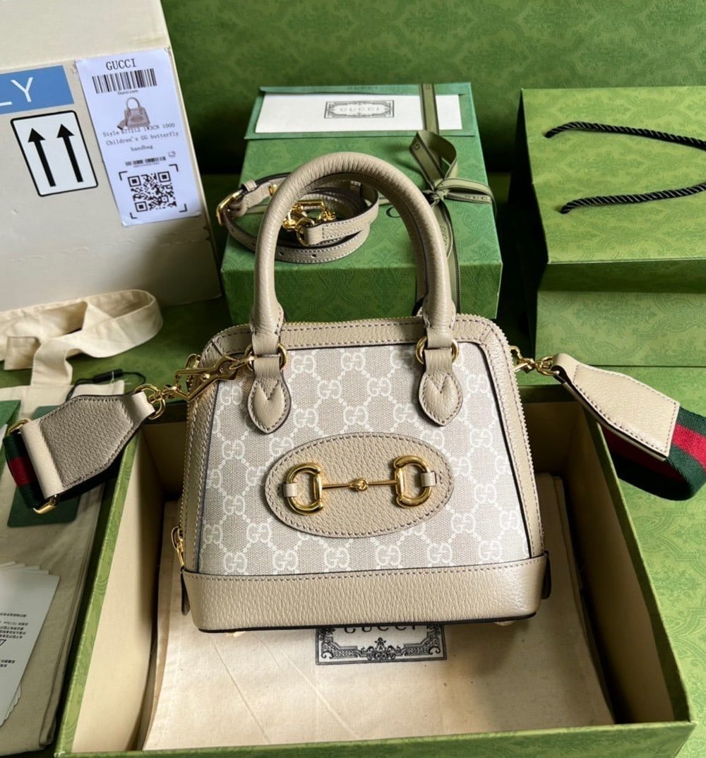 1:1 Replica Gucci Horsebit 1955 GG Mini Bag Beige For Women, Women's Bags 7.9in/20cm GG 677212 UULAG 9682