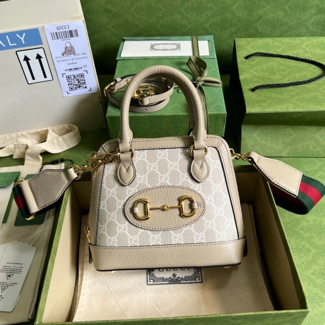 1:1 Replica Gucci Horsebit 1955 GG Mini Bag Beige For Women, Women's Bags 7.9in/20cm GG 677212 UULAG 9682