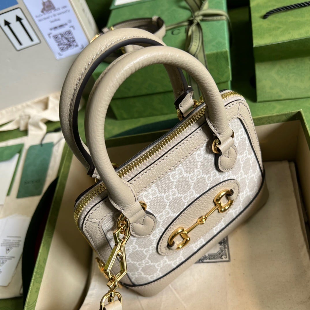 1:1 Replica Gucci Horsebit 1955 GG Mini Bag Beige For Women, Women's Bags 7.9in/20cm GG 677212 UULAG 9682 - Image 3