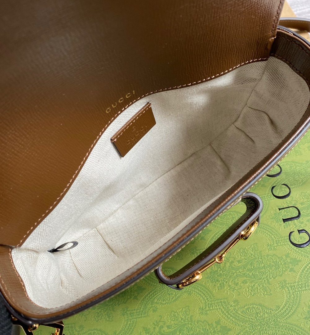 1:1 Replica Gucci Horsebit 1955 GG Mini Bag Beige For Women, Women's Bags 8in/21cm GG