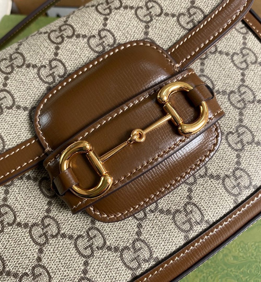 1:1 Replica Gucci Horsebit 1955 GG Mini Bag Beige For Women, Women's Bags 8in/21cm GG