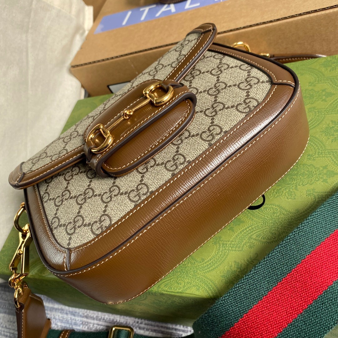 1:1 Replica Gucci Horsebit 1955 GG Mini Bag Beige For Women, Women's Bags 8in/21cm GG - Image 2