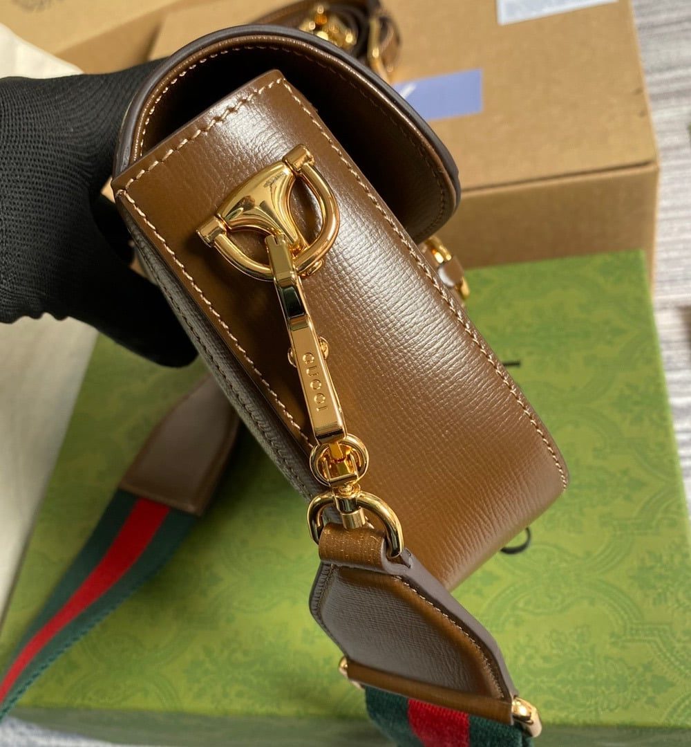 1:1 Replica Gucci Horsebit 1955 GG Mini Bag Beige For Women, Women's Bags 8in/21cm GG