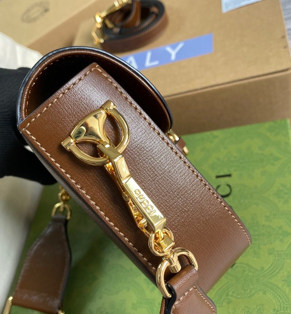 1:1 Replica Gucci Horsebit 1955 GG Mini Bag Red For Women, Women's Bags 8in/21cm GG