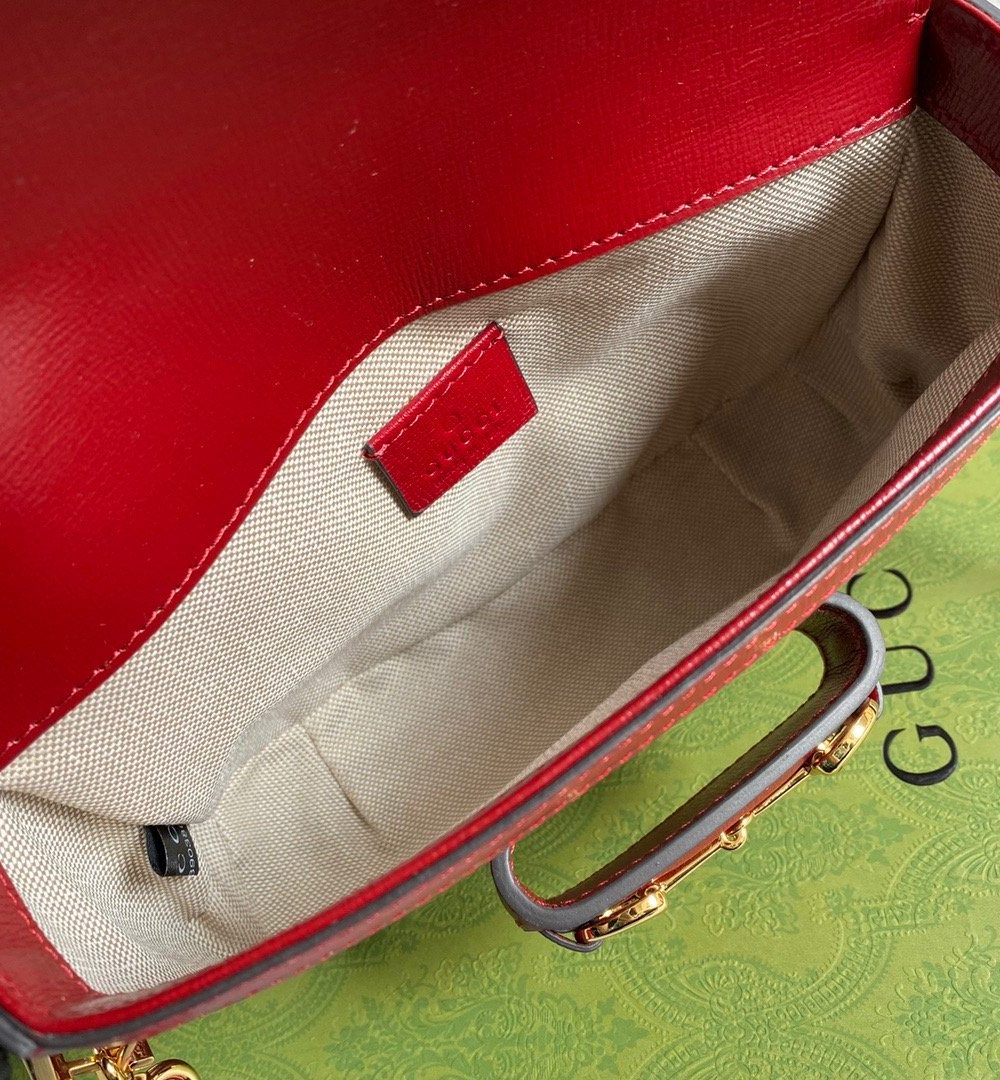 1:1 Replica Gucci Horsebit 1955 GG Mini Bag Red For Women, Women's Bags 8in/21cm GG