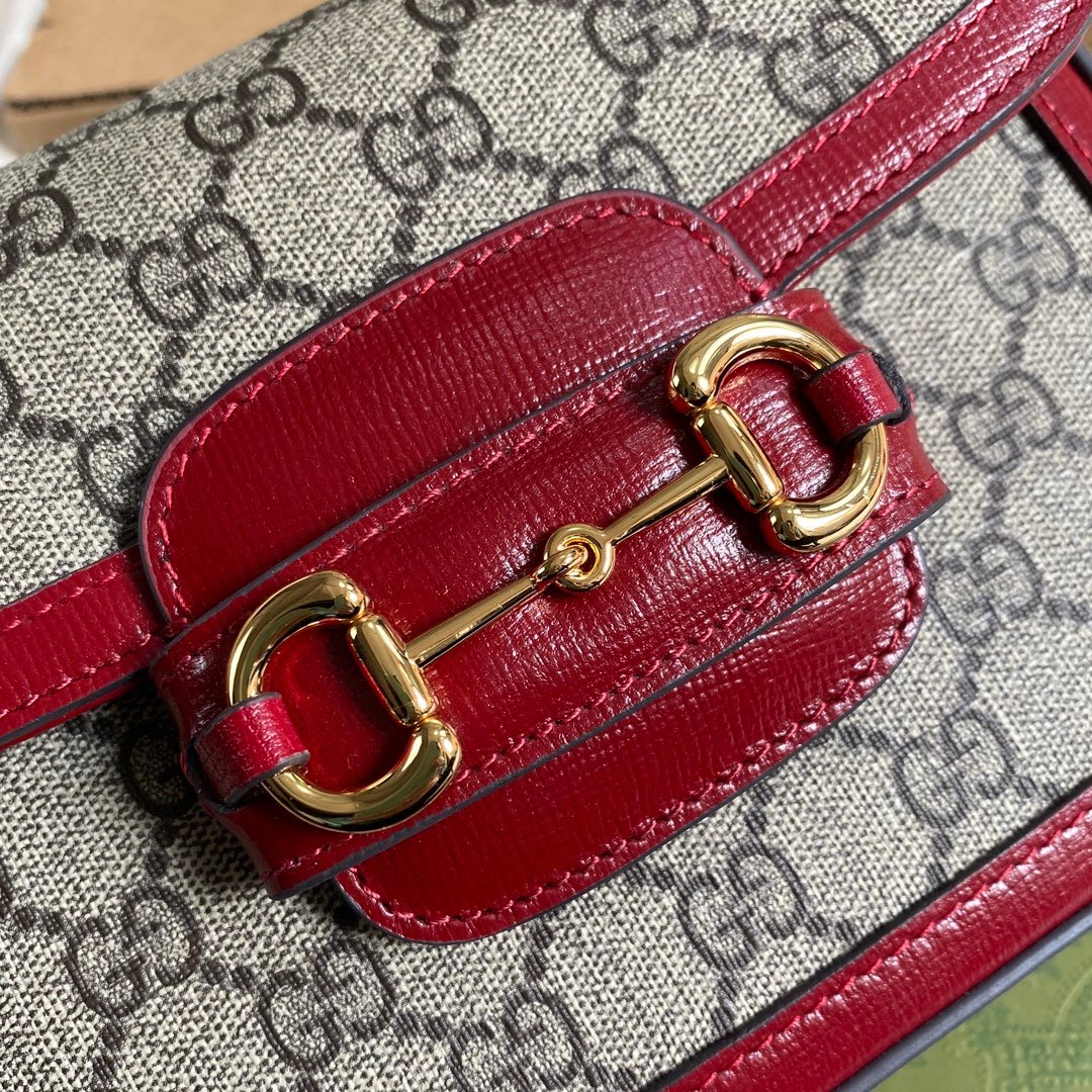1:1 Replica Gucci Horsebit 1955 GG Mini Bag Red For Women, Women's Bags 8in/21cm GG - Image 3