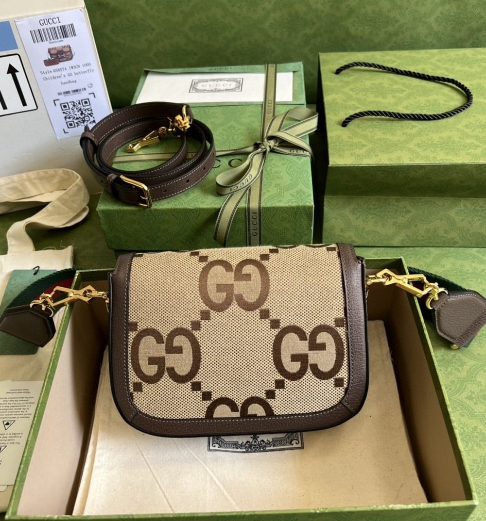 1:1 Replica Gucci Horsebit 1955 Jumbo Mini Bag Camel And Ebony Jumbo GG Canvas For Women 8in/21cm 658574 UKMDG 2570