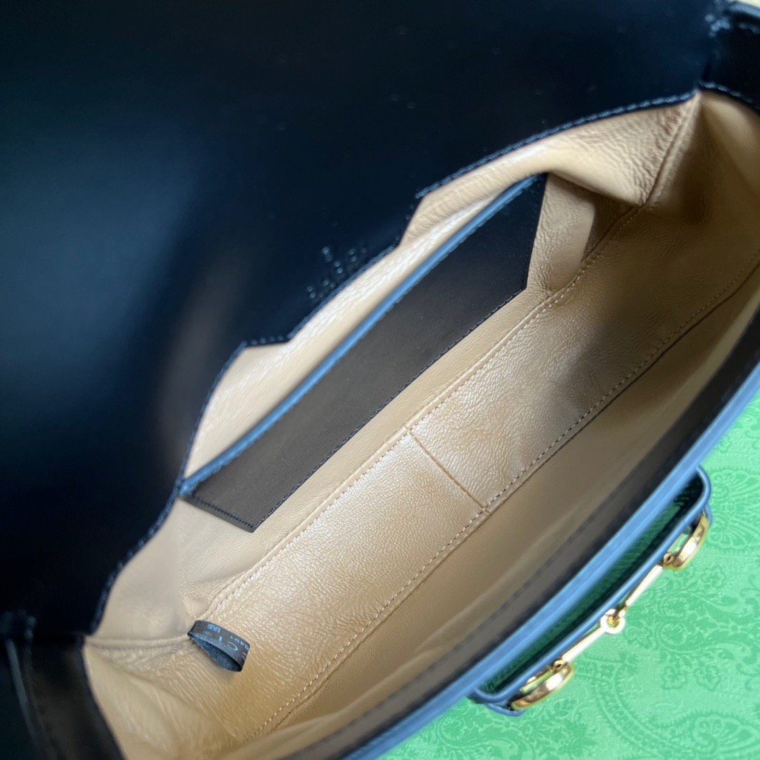 1:1 Replica Gucci Horsebit 1955 Lizard Mini Bag Black For Women, Women's Bags 8in/20cm GG - Image 9