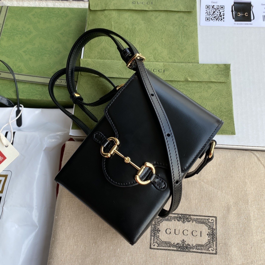 1:1 Replica Gucci Horsebit 1955 Mini Bag Black For Women And Men 6.7in/17cm GG 625615 0YK0G 1000 - Image 5