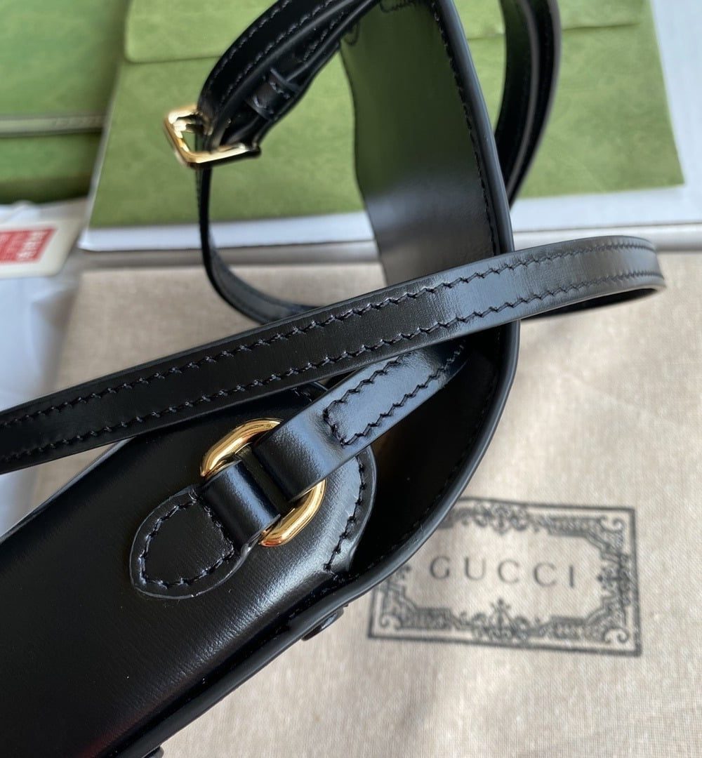 1:1 Replica Gucci Horsebit 1955 Mini Bag Black For Women And Men 6.7in/17cm GG 625615 0YK0G 1000