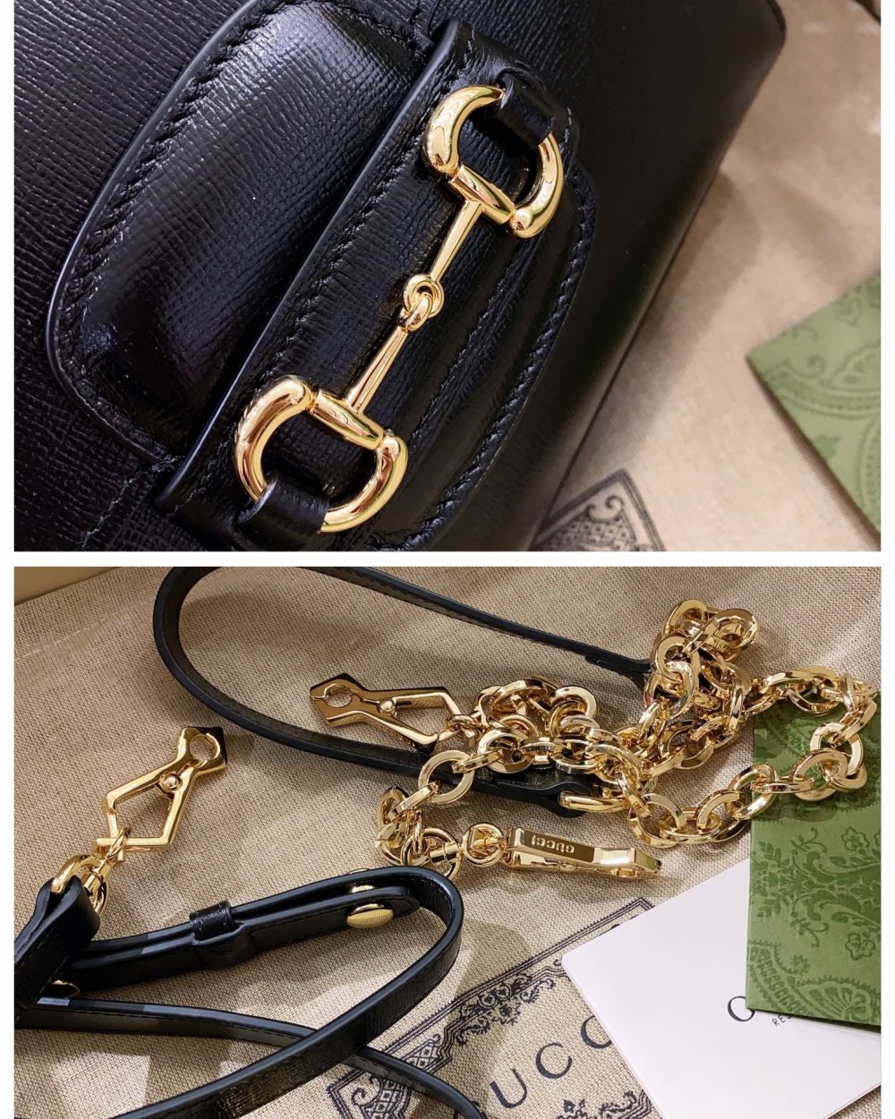 1:1 Replica Gucci Horsebit 1955 Mini Bag Black For Women, Women's Bags 8.7in/22cm GG 703848 AAA7G 1000