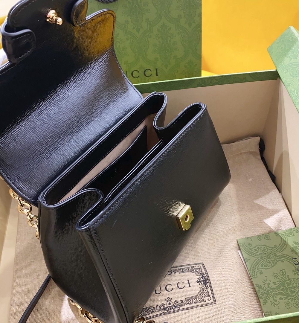 1:1 Replica Gucci Horsebit 1955 Mini Bag Black For Women, Women's Bags 8.7in/22cm GG 703848 AAA7G 1000