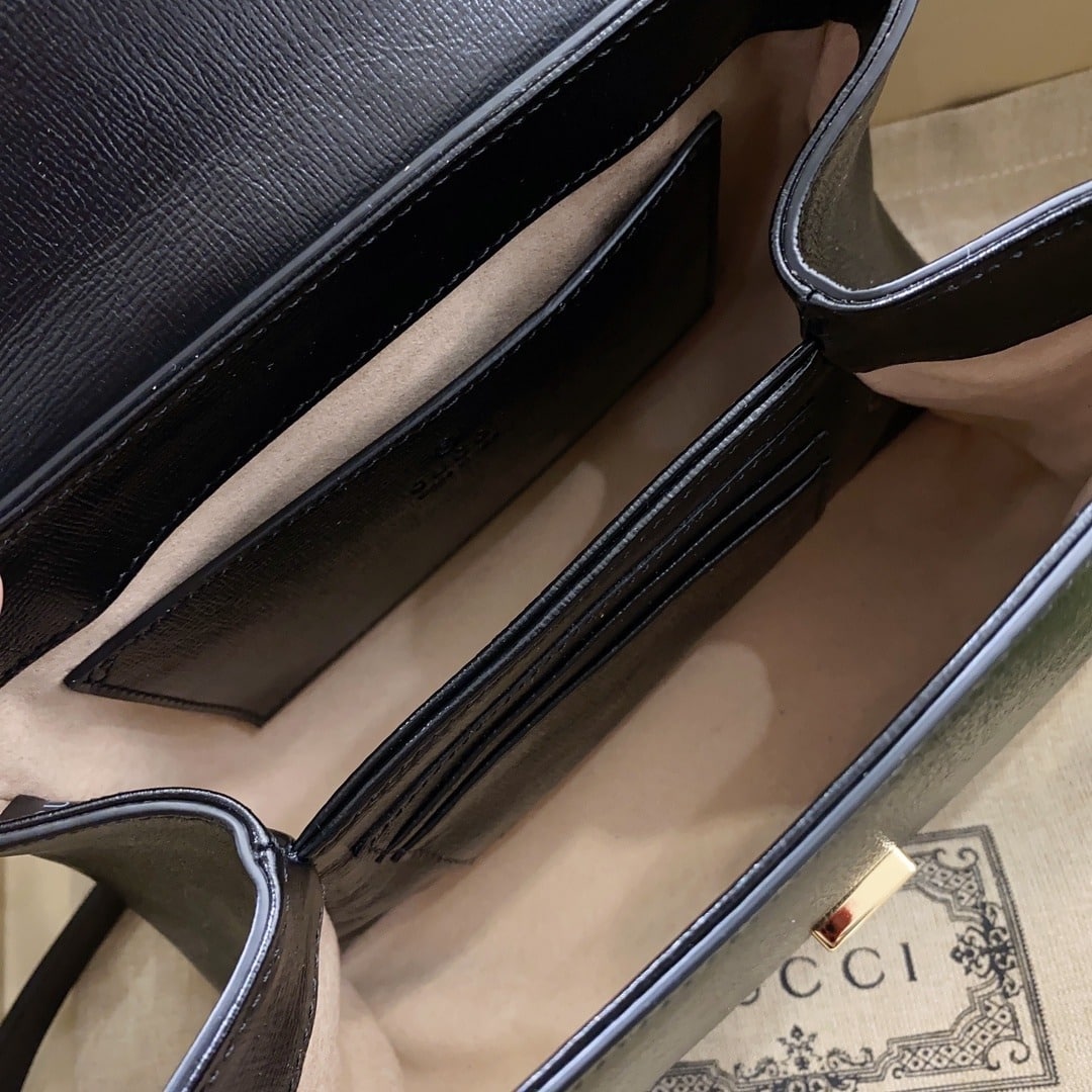 1:1 Replica Gucci Horsebit 1955 Mini Bag Black For Women, Women's Bags 8.7in/22cm GG 703848 AAA7G 1000 - Image 5
