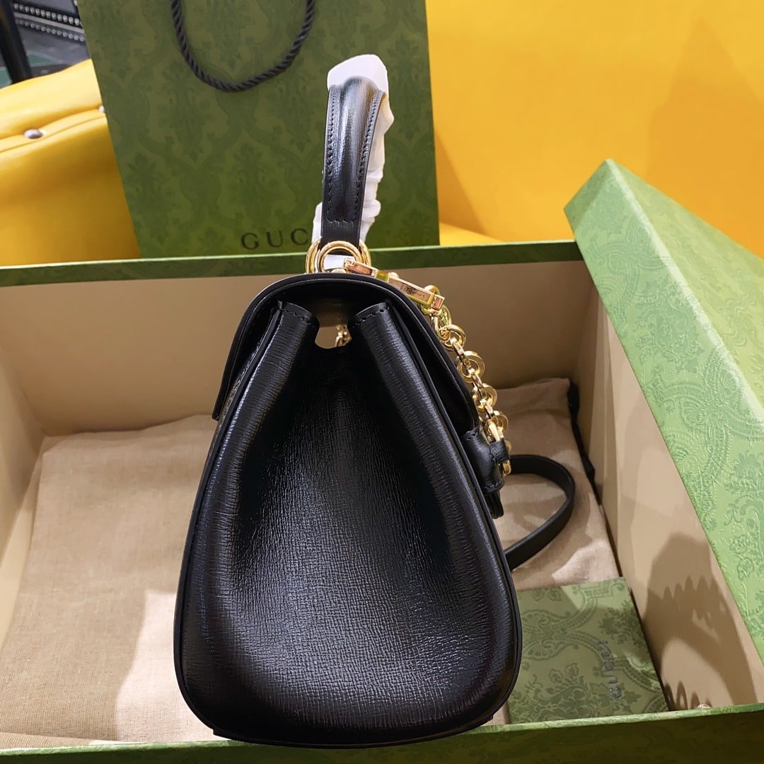 1:1 Replica Gucci Horsebit 1955 Mini Bag Black For Women, Women's Bags 8.7in/22cm GG 703848 AAA7G 1000 - Image 7