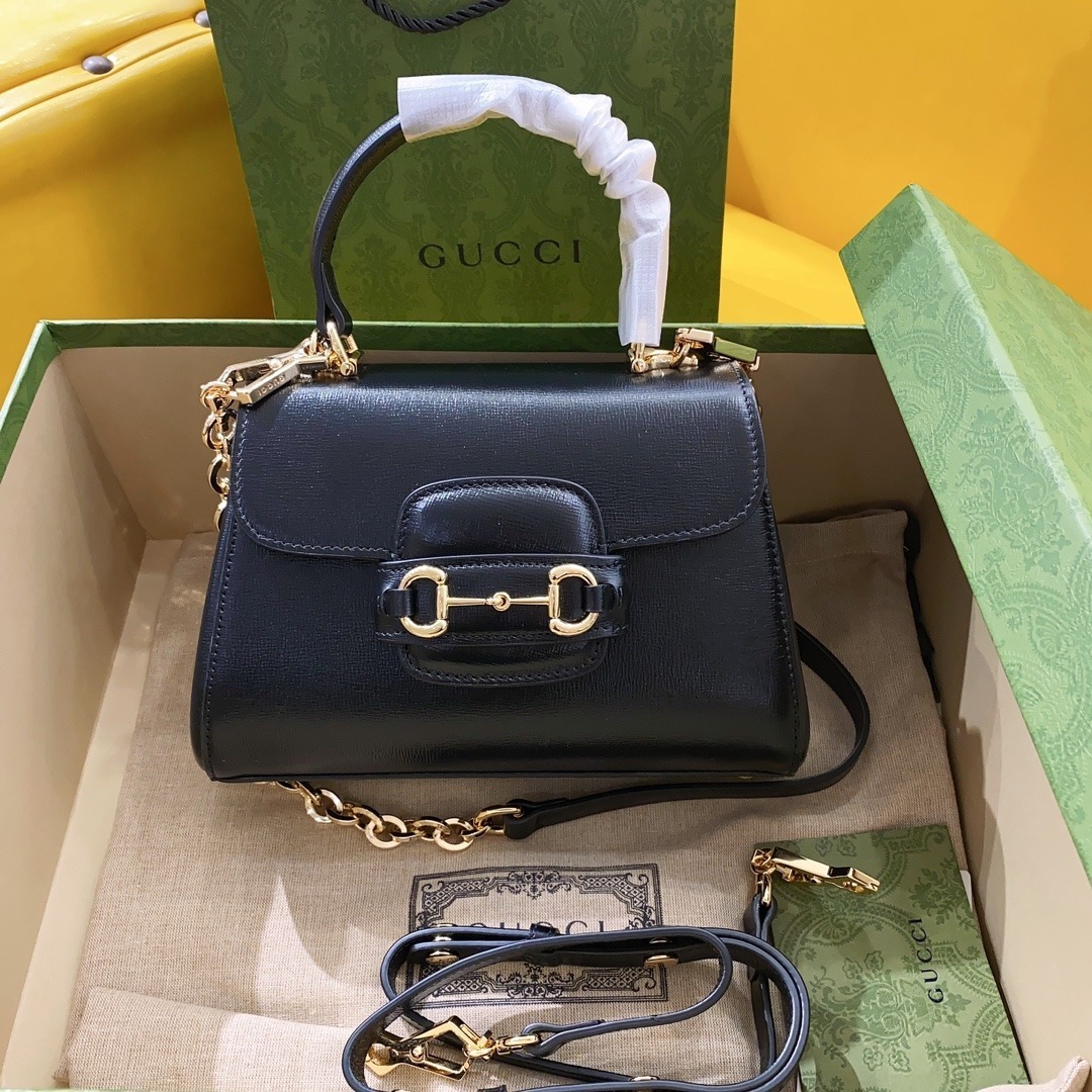 1:1 Replica Gucci Horsebit 1955 Mini Bag Black For Women, Women's Bags 8.7in/22cm GG 703848 AAA7G 1000 - Image 6